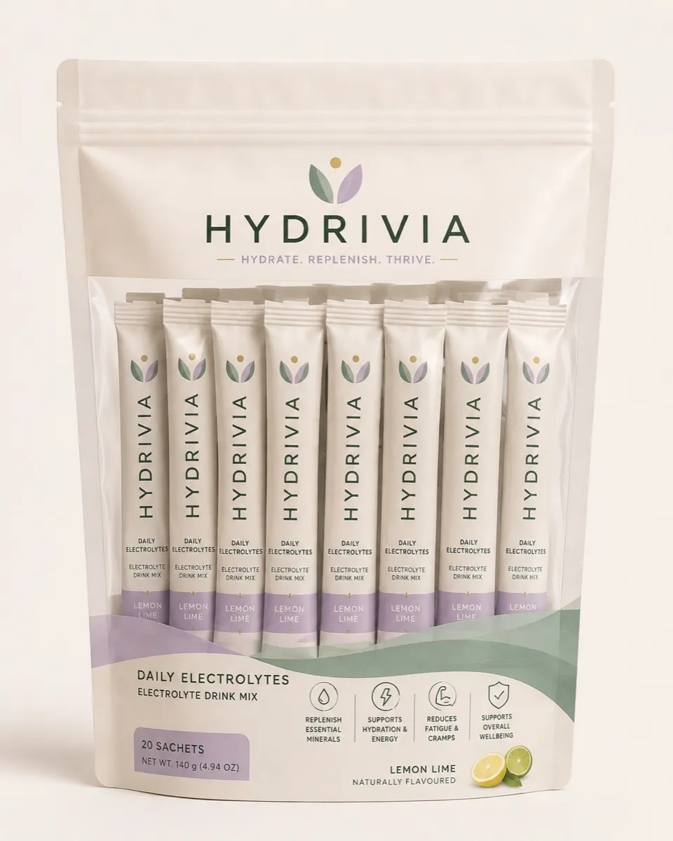 Hydrivia electrolytes packaging, front view