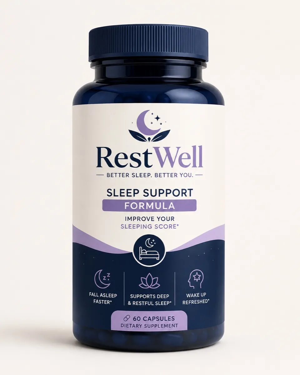 RestWell evening routine capsules packaging, front view