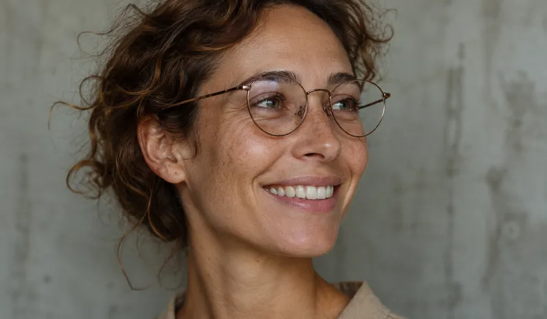 Smiling woman with glasses