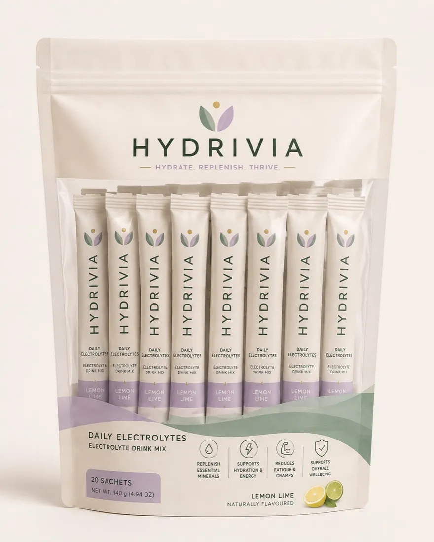 Hydrivia electrolytes packaging, front view
